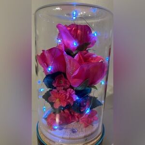 Pink Floral LED Glass Dome